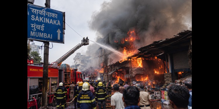 mumbai fire brigade battles urban blaze